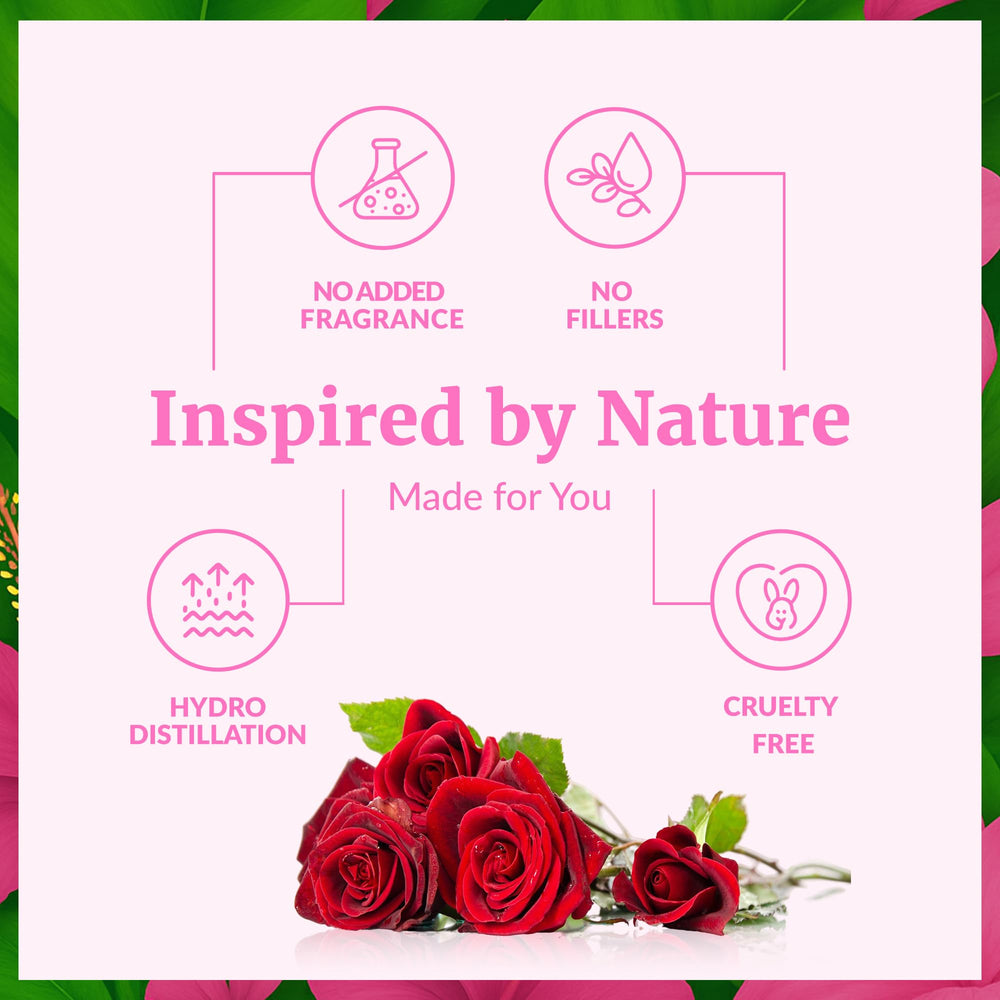 SVA ORGANICS bottle with rose petals highlighting natural origin and aroma