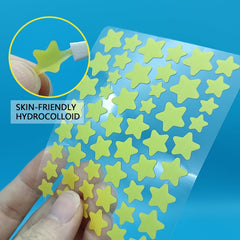 SVIPTP close-up of star patches on backing sheet showing easy peel benefit