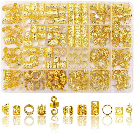 SVNMU front packaging showing full 280-piece gold hair jewelry set, convenient storage