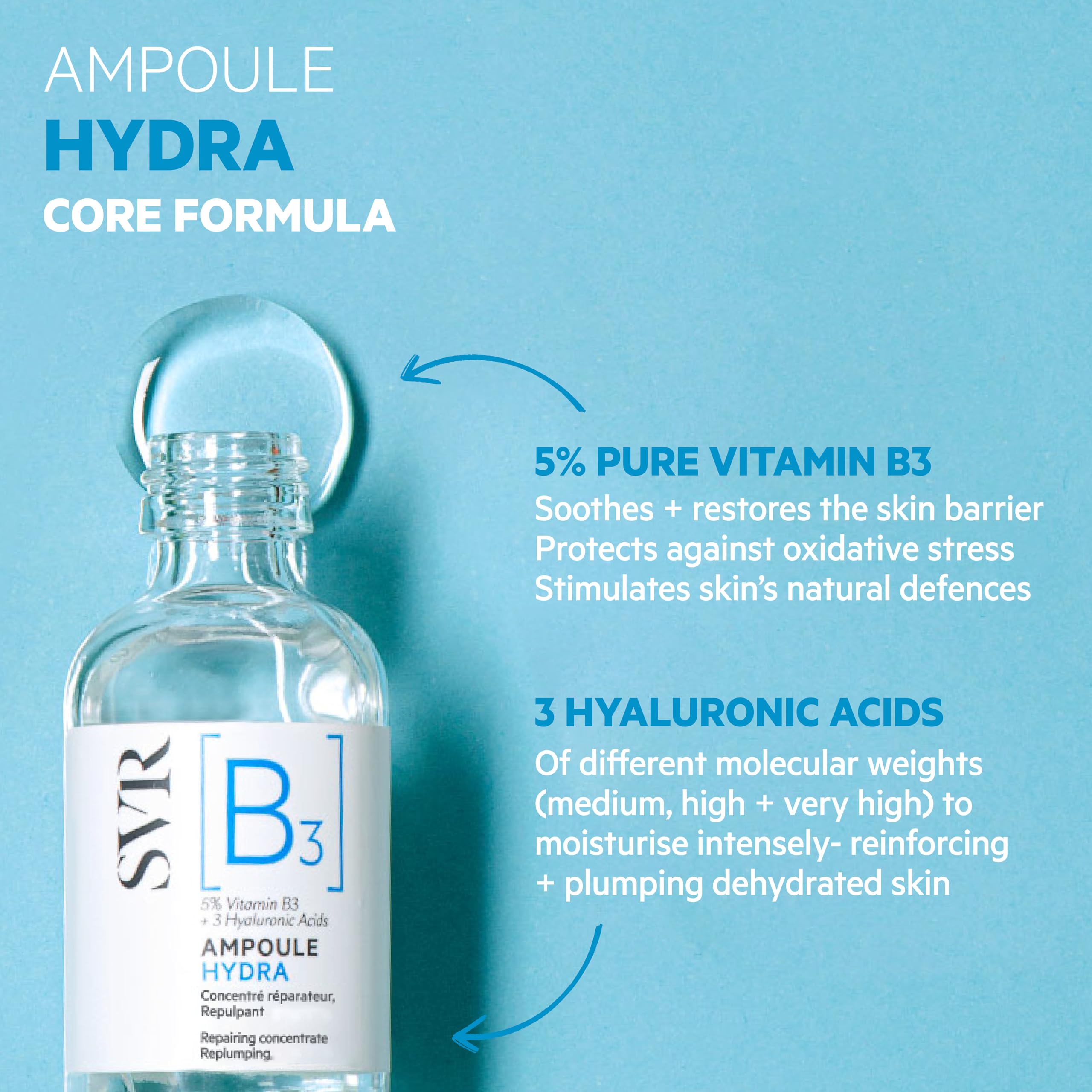SVR concentrate applied on hand demonstrating quick absorption and hydration
