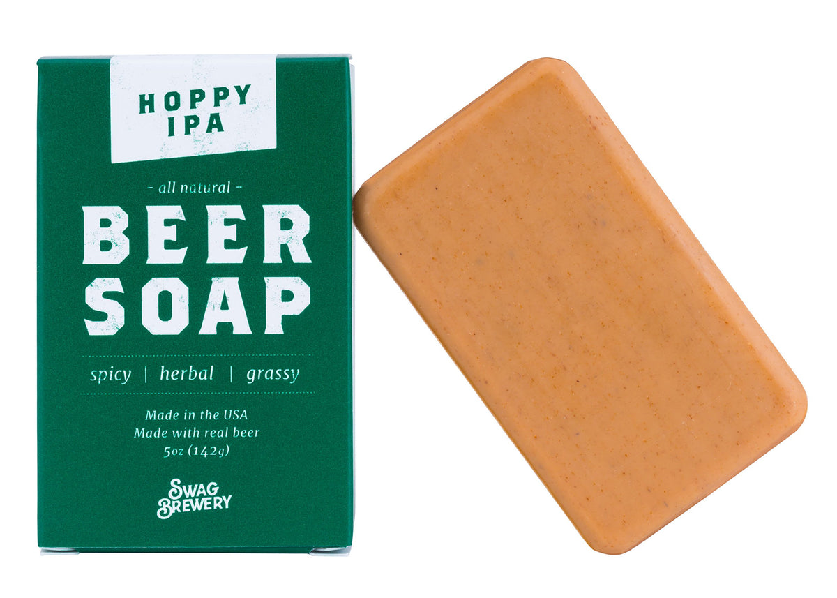 Swag Brewery front packaging showing artisanal beer soap benefits