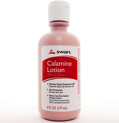 Swan calamine lotion front packaging showing bottle and soothing benefit
