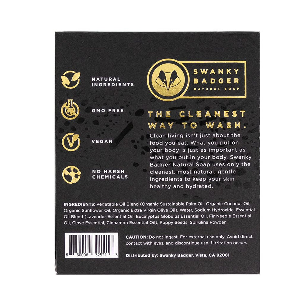 Swanky Badger soap placed in bathroom setting illustrating fresh scent benefit