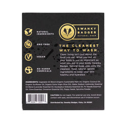 Swanky Badger soap placed in bathroom setting illustrating fresh scent benefit