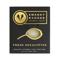 Swanky Badger packaging label detail showing ingredient list and ethical sourcing benefit