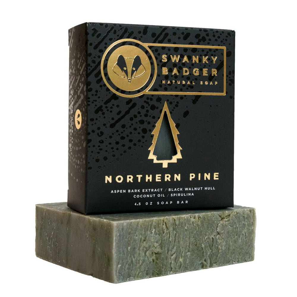 Swanky Badger front packaging showing clean label and pine theme benefits