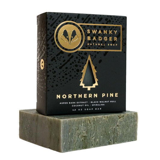 Swanky Badger front packaging showing clean label and pine theme benefits