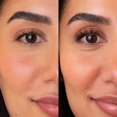 Sweed before and after comparison showing visibly fuller lash appearance