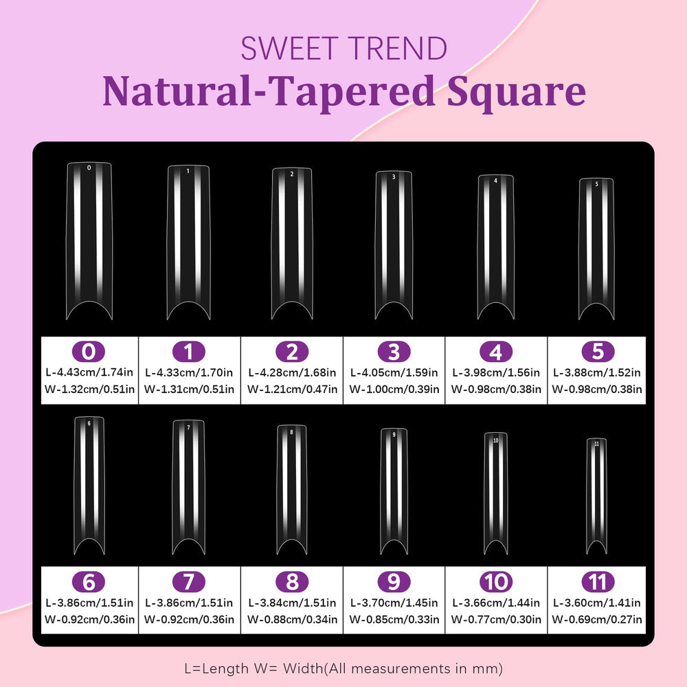SWEET TREND applied tips on hand showing natural look and long-wear styling