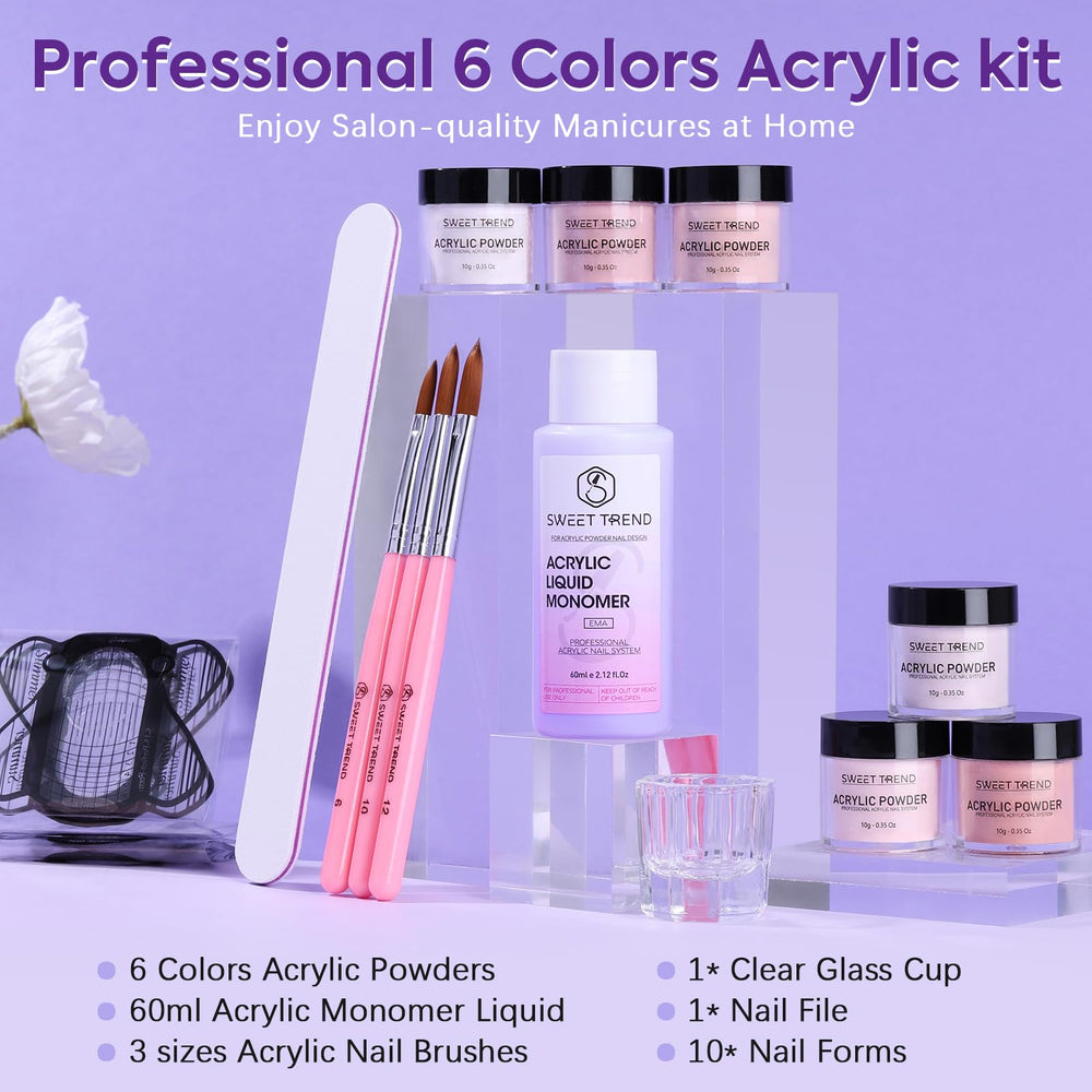 SWEET TREND six color powder swatches for versatile nail looks