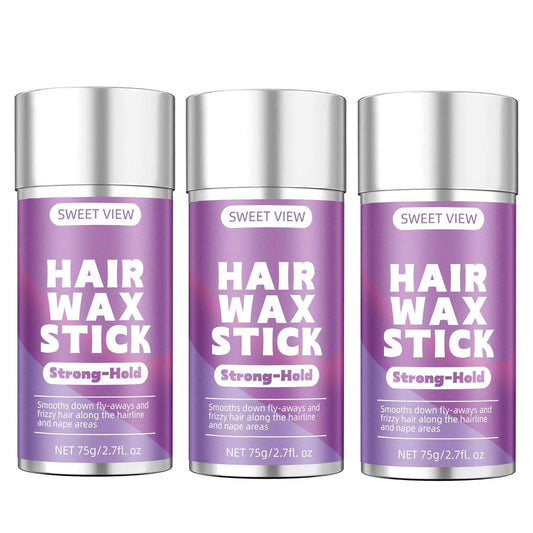 SWEET VIEW front packaging showing three compact wax sticks for neat styling