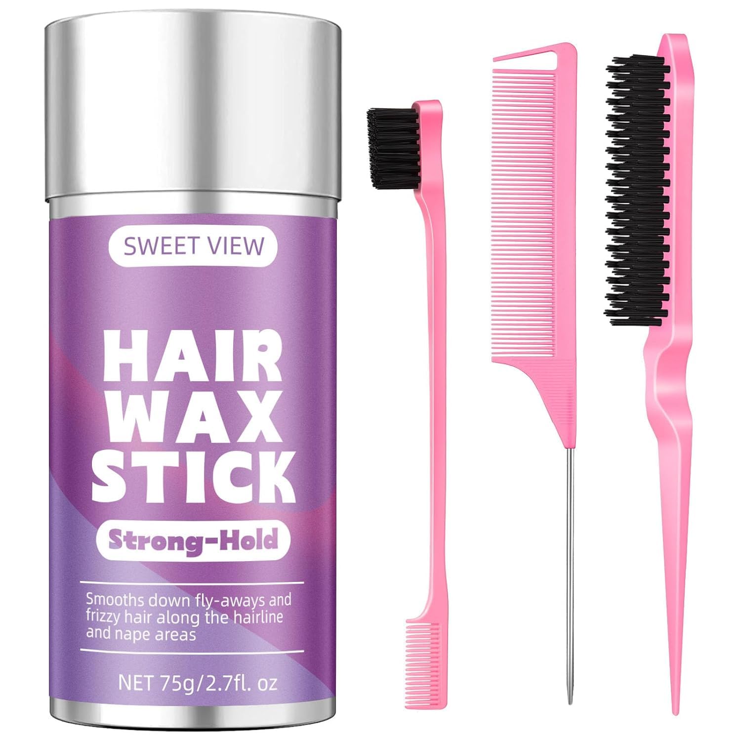 SWEET VIEW front packaging showing compact wax stick and brush, travel-ready