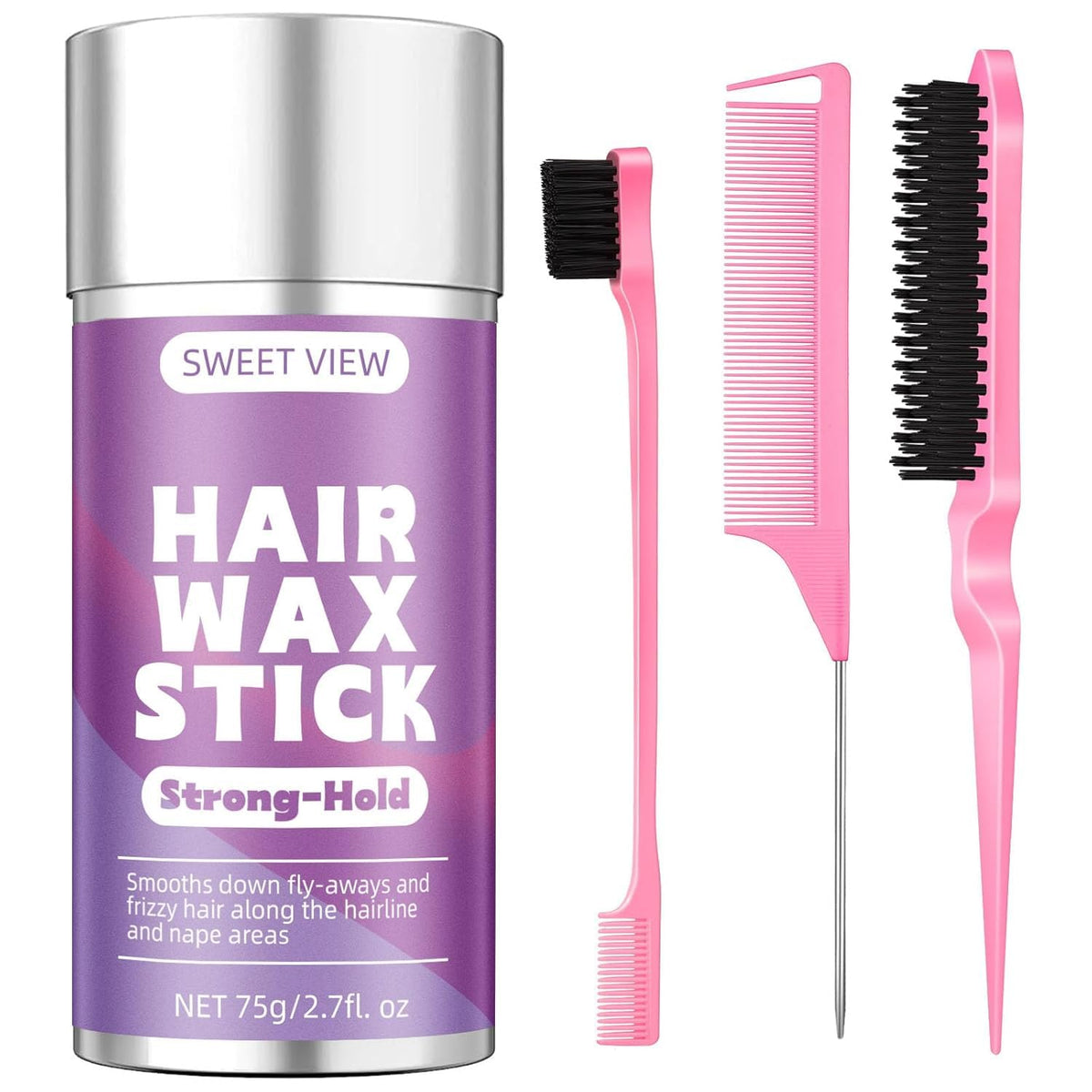 SWEET VIEW front packaging showing compact wax stick and brush, travel-ready