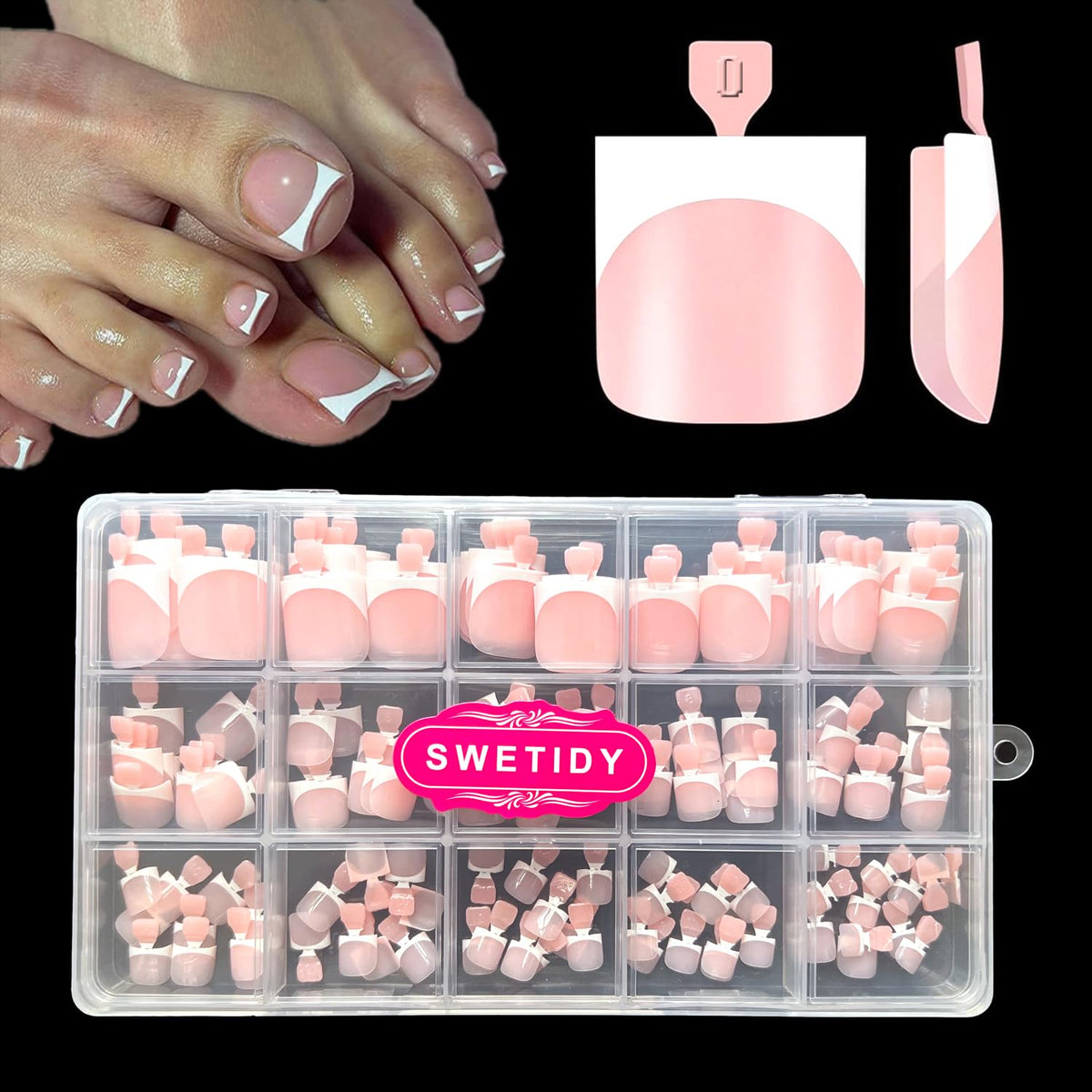 SWETIDY front packaging showing 150-piece set and neat storage benefit