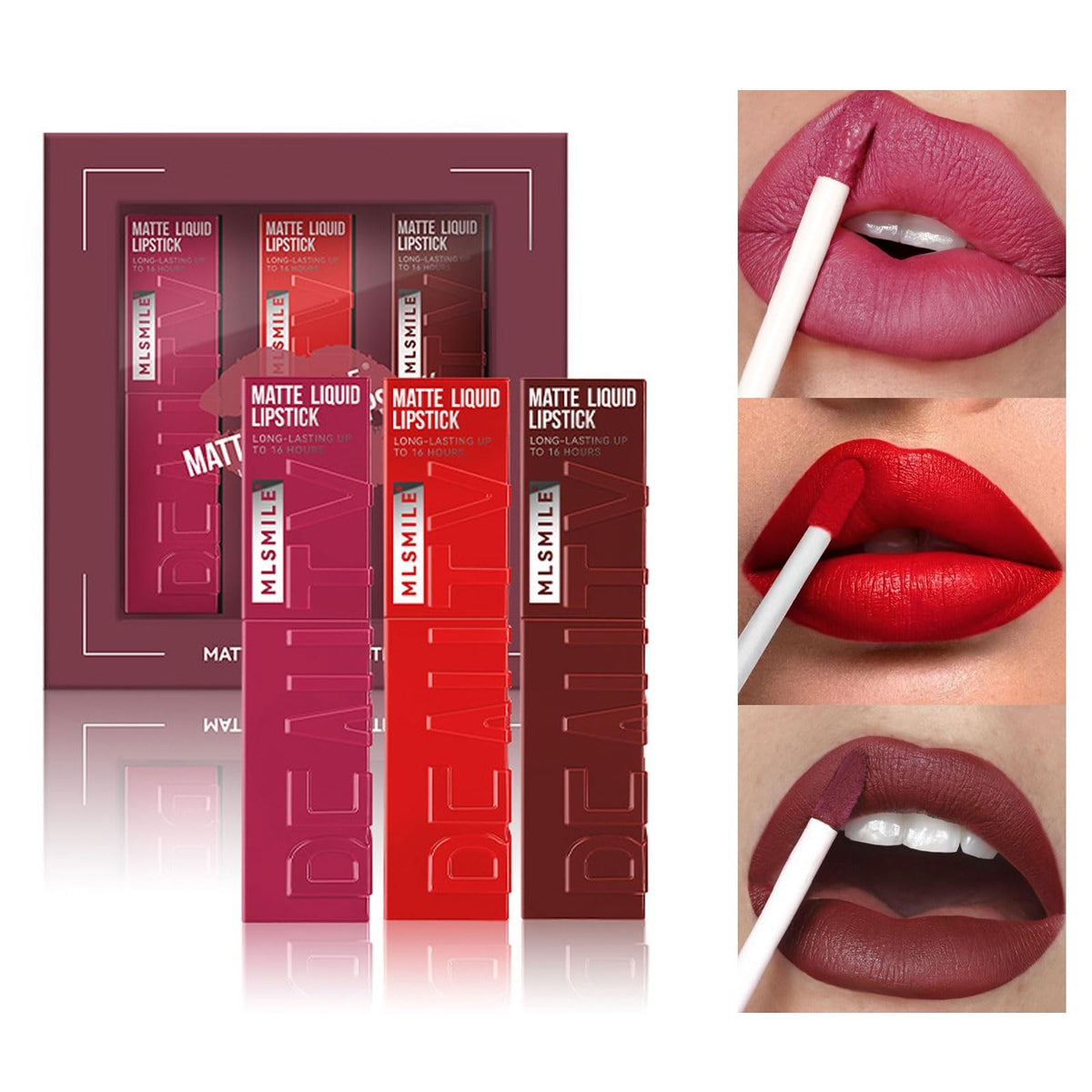 SWETIYOU front packaging showing three matte lipsticks and gift-ready box benefits