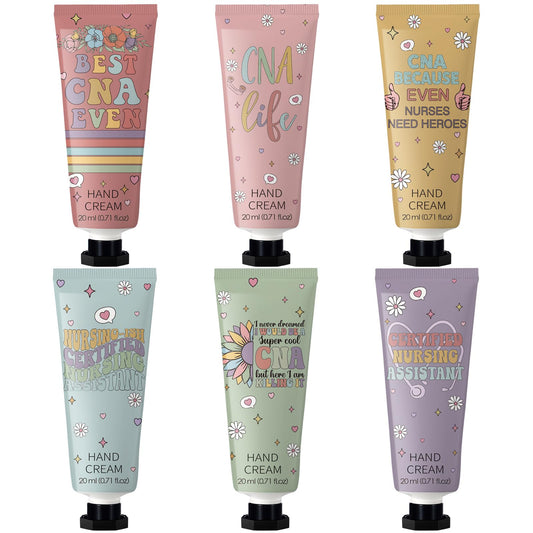 Swiffen front packaging of six CNA hand lotions showing gift-ready set and convenience