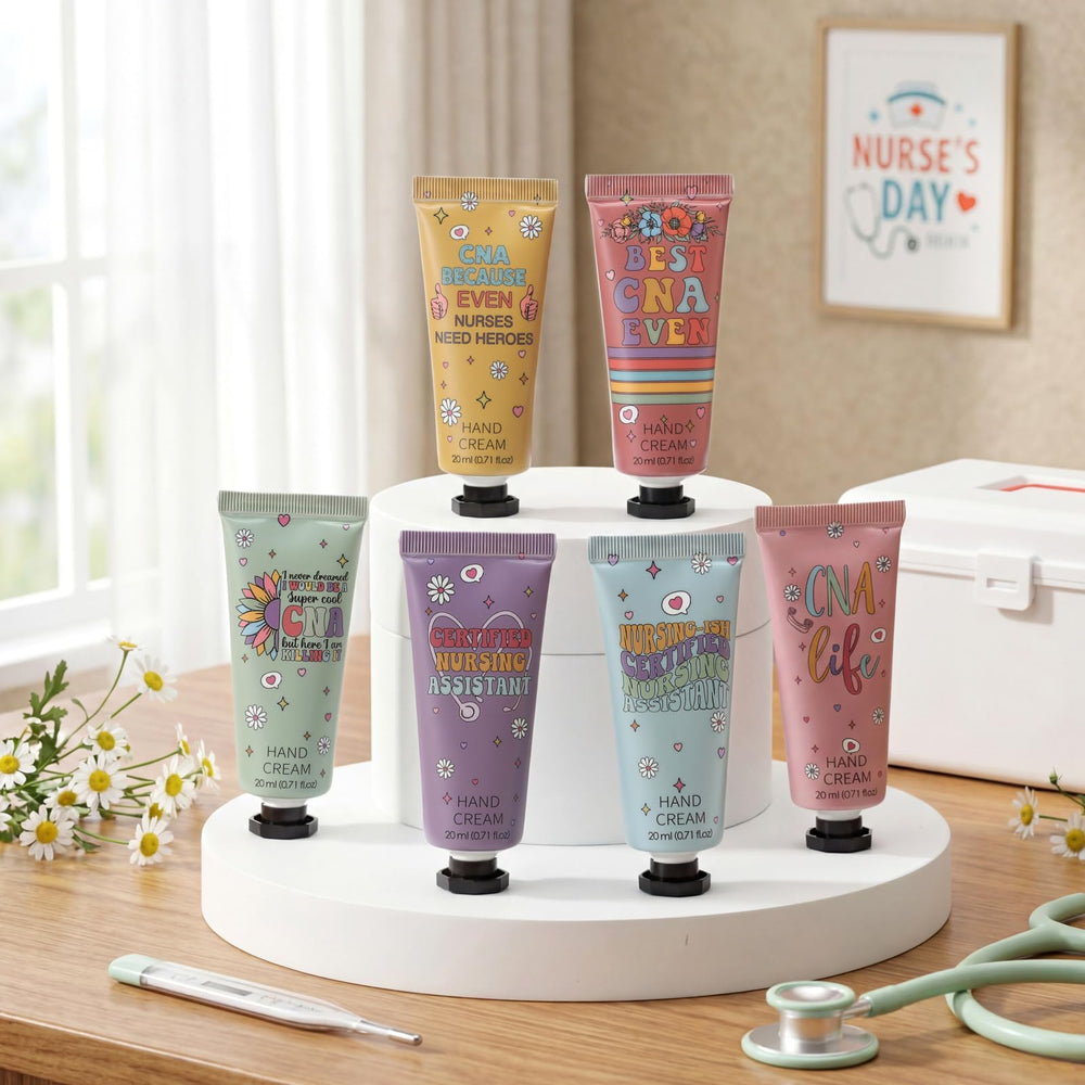 Swiffen tube label with retro nurse illustration and clear scent identification benefit