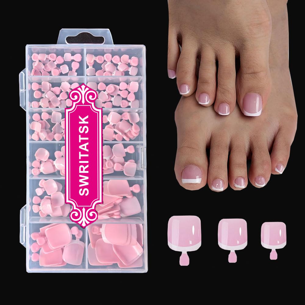 SWRITATSK front packaging showing 120pcs French pink toes and quick salon results