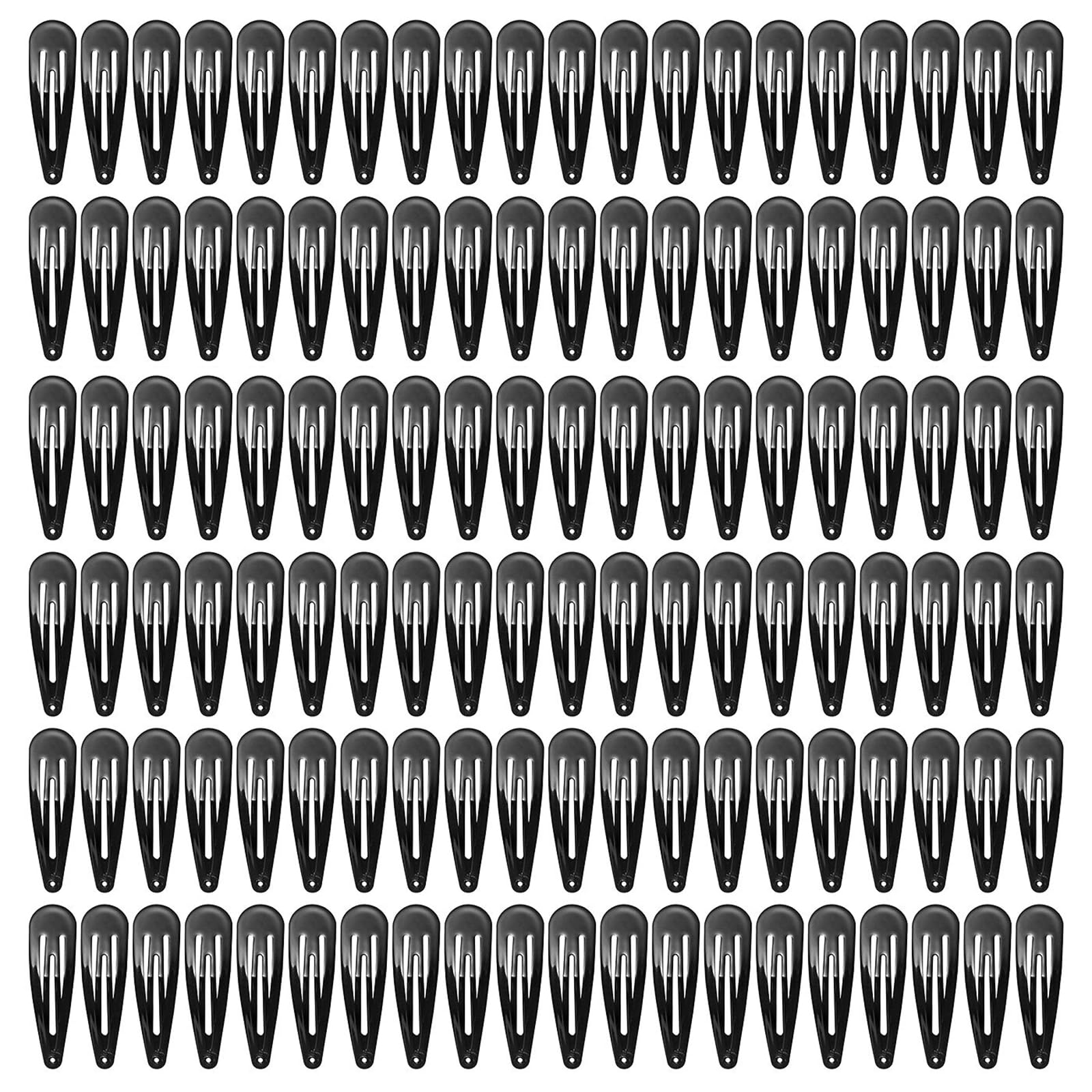 SWSTINLING front view of 120 black snap clips showing bulk value and organized packaging for stylists