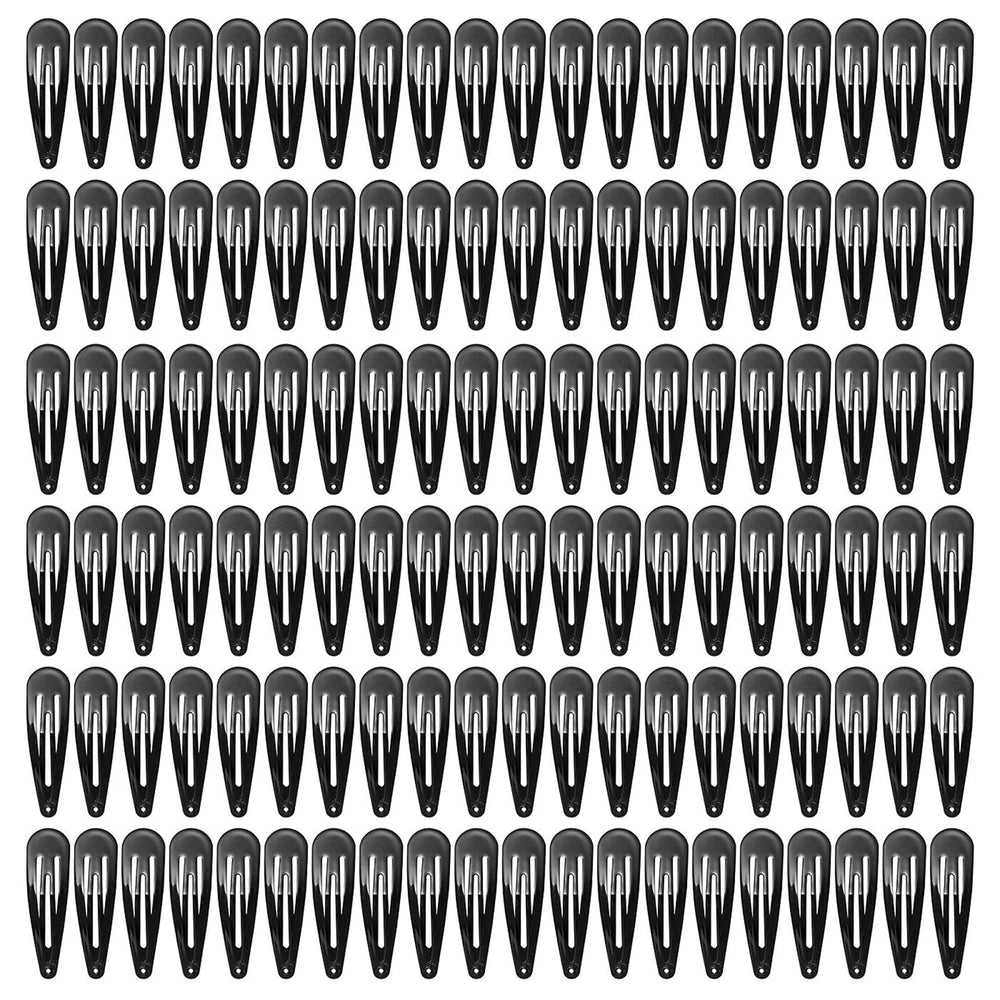 SWSTINLING front view of 120 black snap clips showing bulk value and organized packaging for stylists