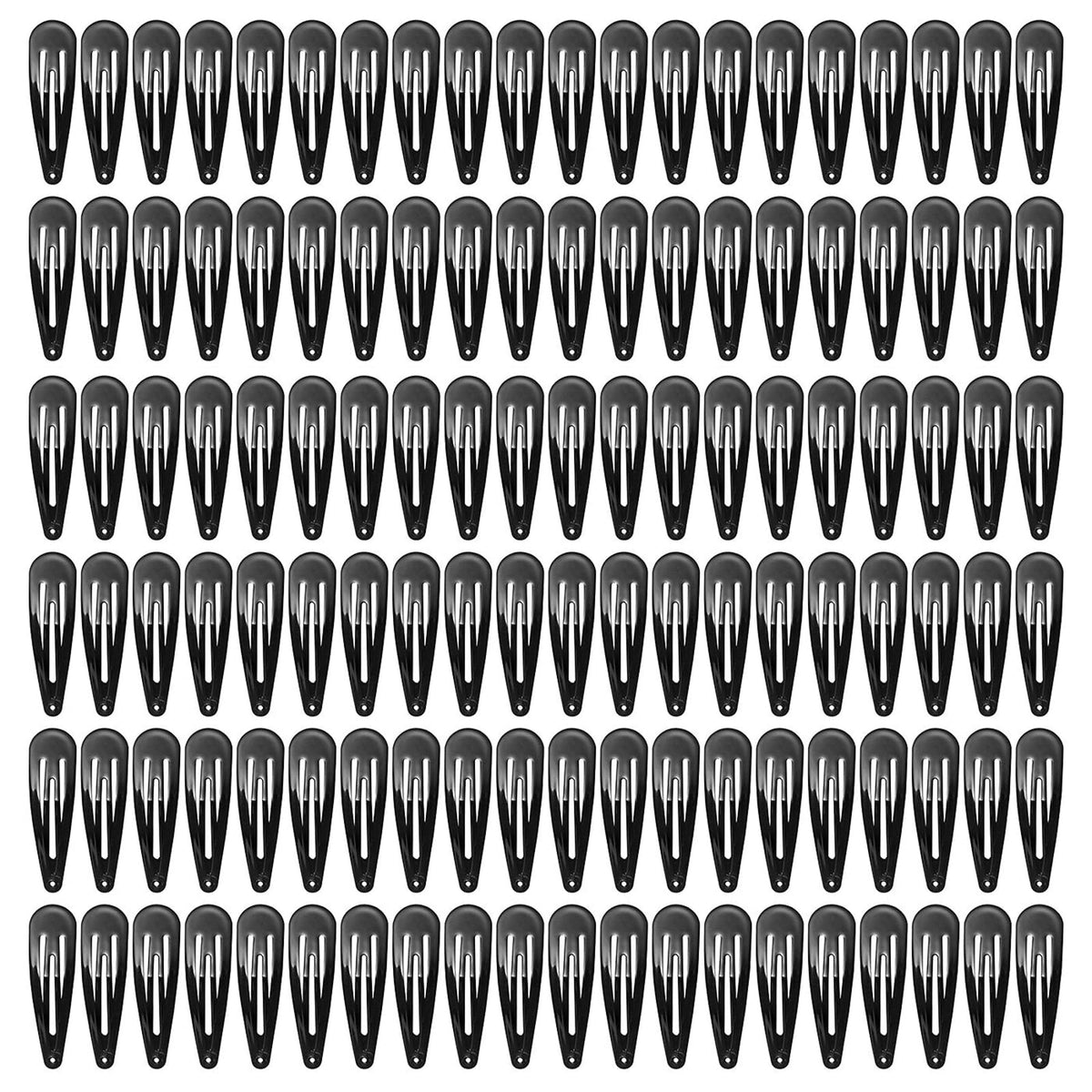 SWSTINLING front view of 120 black snap clips showing bulk value and organized packaging for stylists