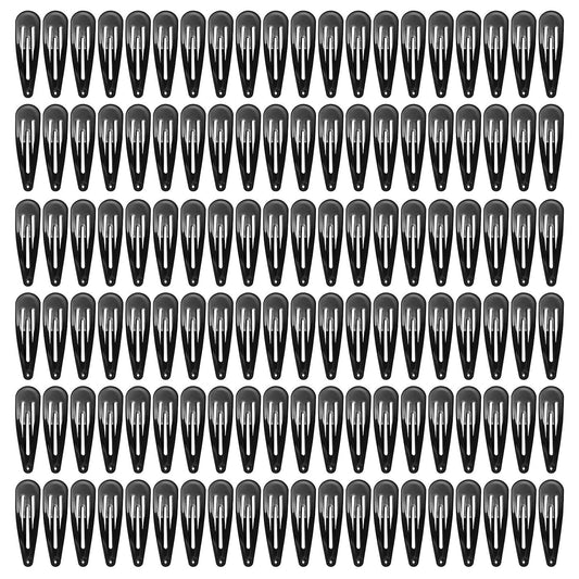 SWSTINLING front view of 120 black snap clips showing bulk value and organized packaging for stylists