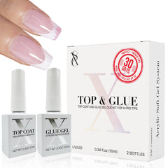 SXC front packaging showing both glue gel and top coat for clear identification and convenience