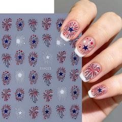 Sxidrosck completed patriotic manicure showing bright fireworks for holiday-ready nails