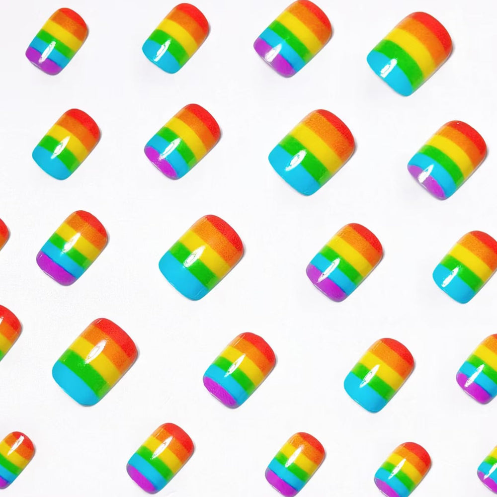 SXTSZJ close-up of rainbow stripes highlighting glossy finish and vivid color