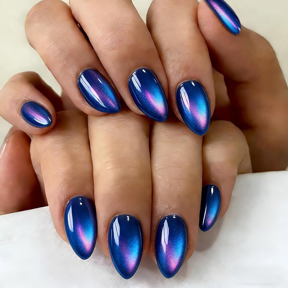 SXVME front view of royal blue nail set showing polished packaging and benefit of complete kit