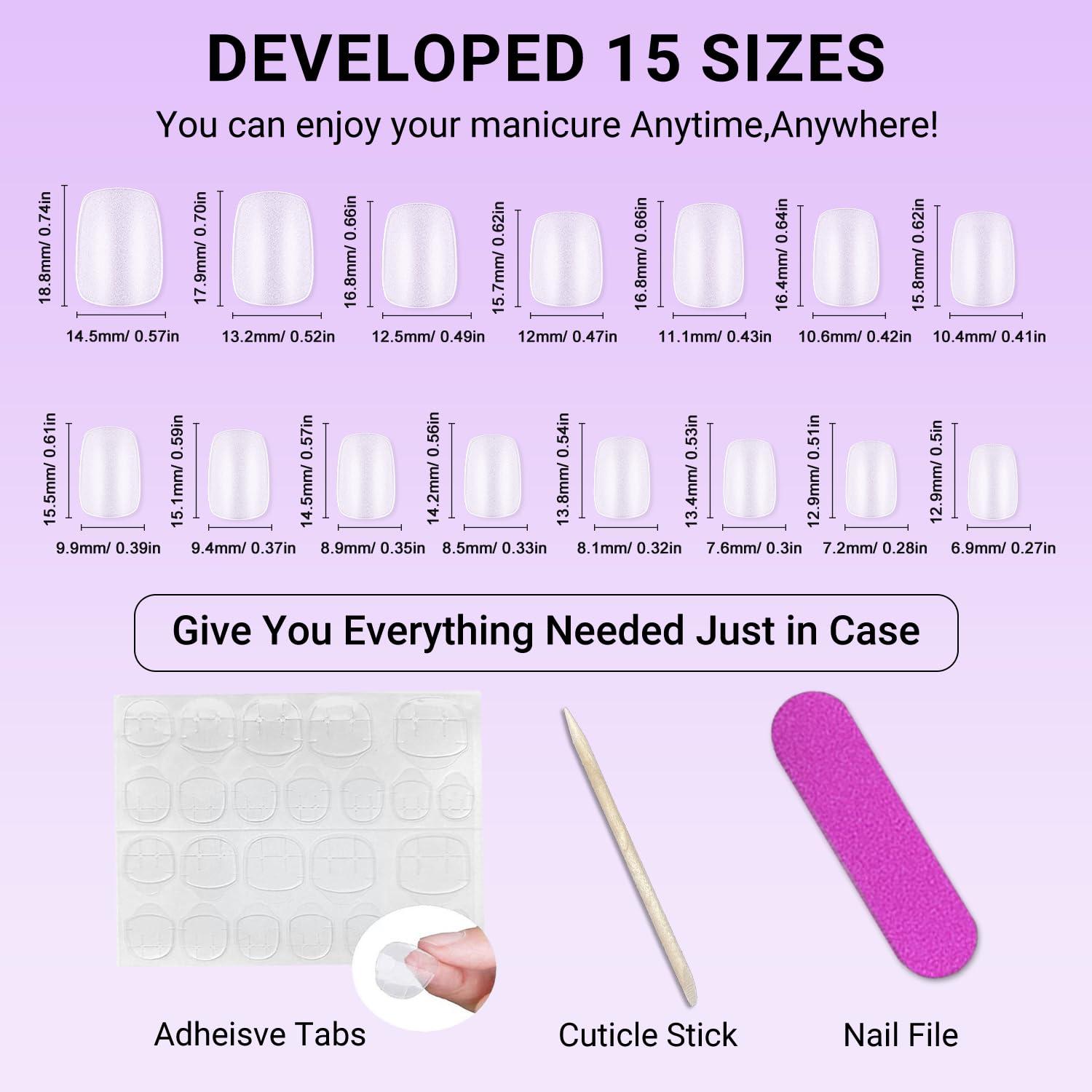 SXVME nails on a hand for scale, demonstrates natural look