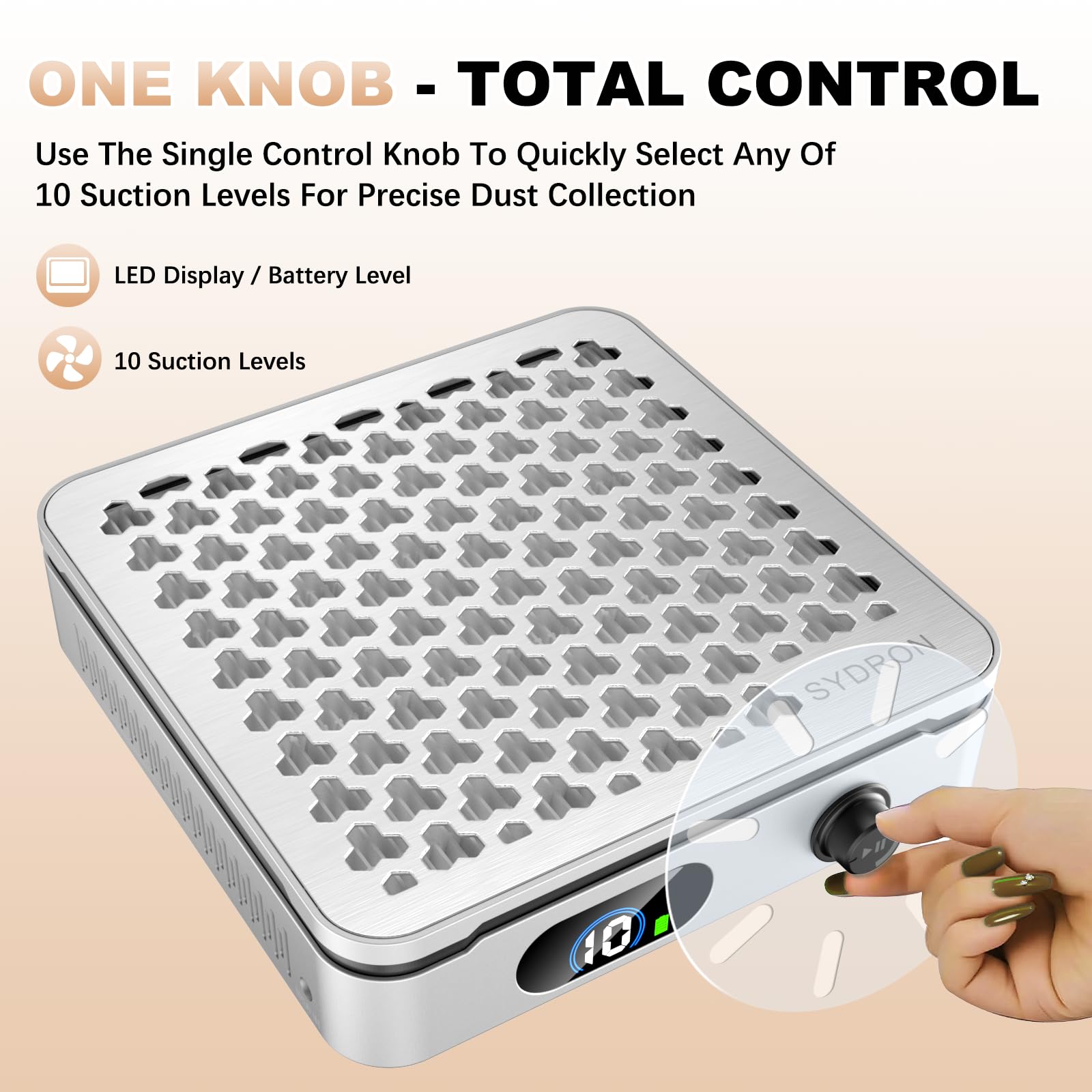 SYDRON on salon table capturing dust showing cleaner workspace benefit