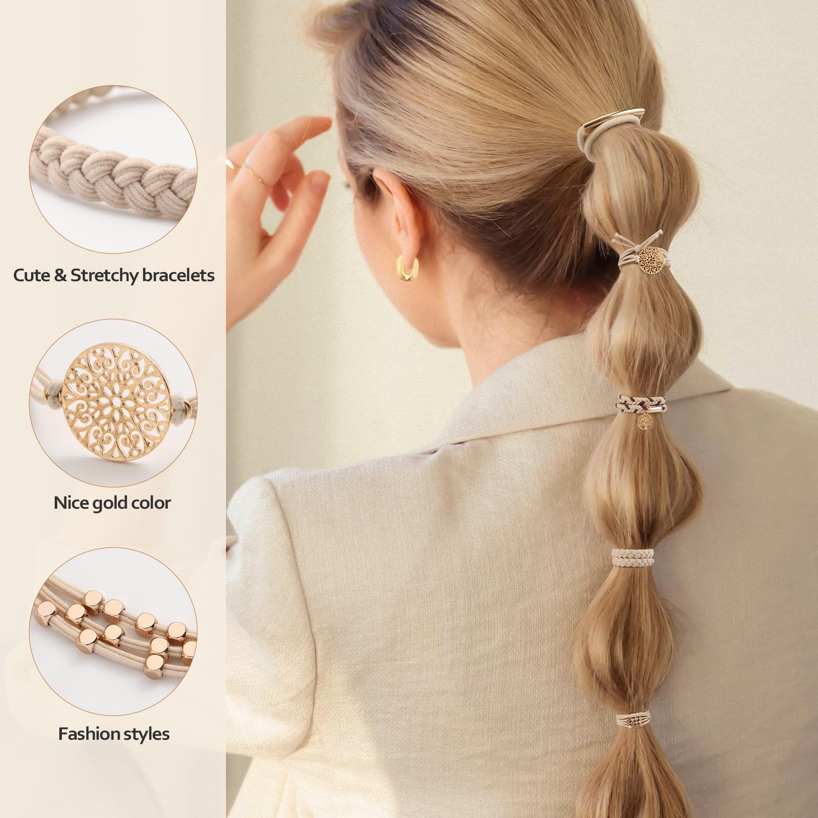 SYGY securing a ponytail in hair, no creases or pulling benefit