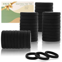 SYGY pack front showing 100 black seamless hair ties and tidy packaging, ready supply benefit