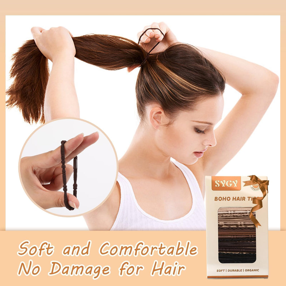 SYGY hair tie holding a thick ponytail securely without pulling or creasing