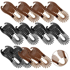Syhood front view of 12-piece banana clips showing colors and quantity, practical storage