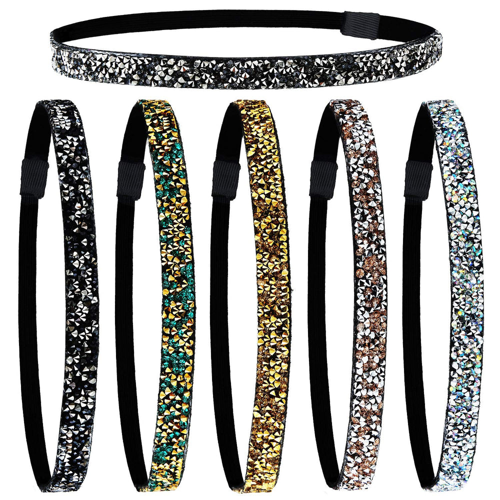 Syhood glitter headbands set laid out showing six colors and variety