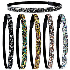 Syhood glitter headbands set laid out showing six colors and variety