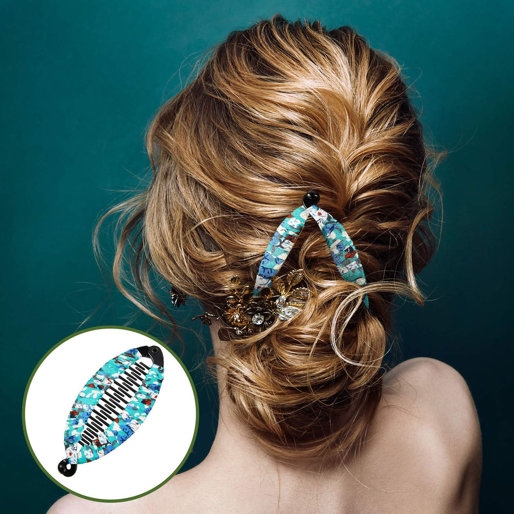 Syhood clip holding a half-up boho hairstyle adding decorative flair and hold