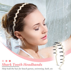Syhood headband worn during makeup application keeping hair back and improving ease