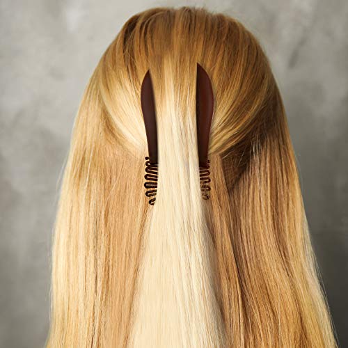 Syhood lifestyle image of woman using clip to tie hair, quick styling benefit