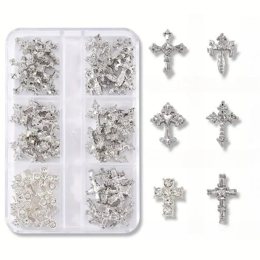 Symphonyw front packaging showing 60 cross nail charms, organized and ready