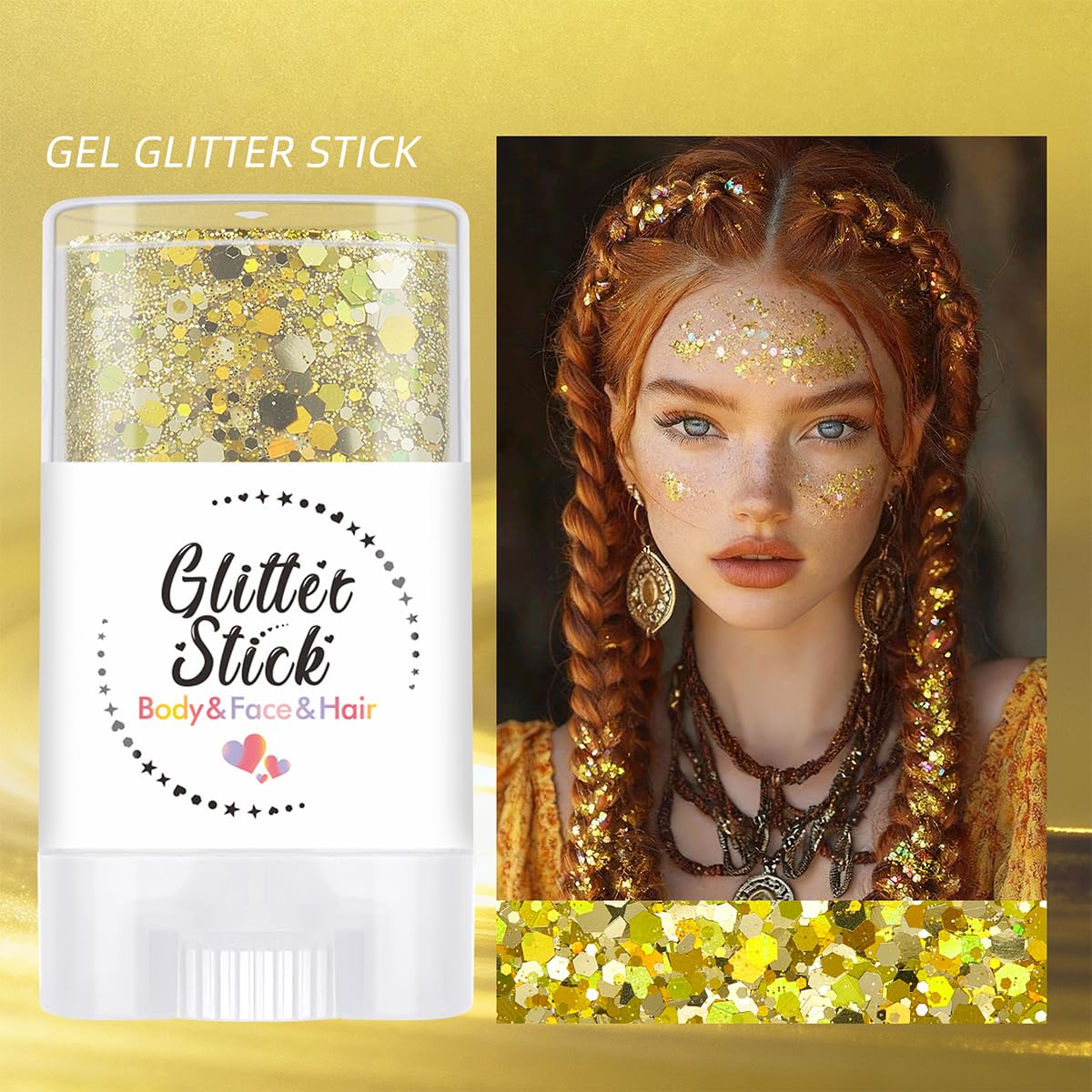SYPAFG glitter applied on cheek delivering bold, photo-ready sparkle
