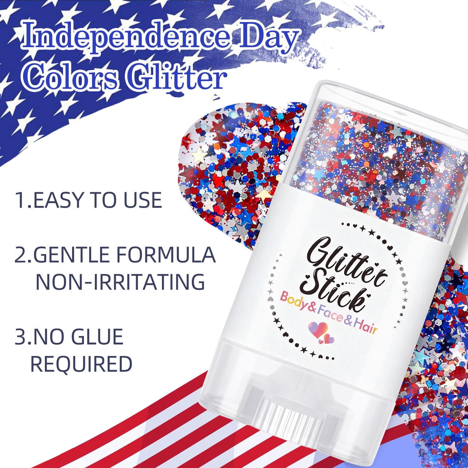 SYPAFG glitter applied to cheek creating festive, photo-ready glow