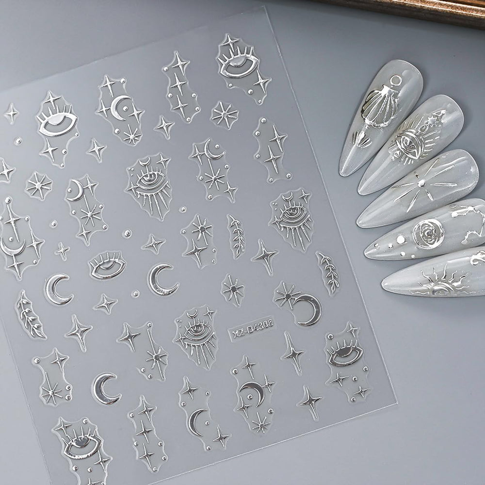 SYPAFG close-up of silver star and moon decal detail showing thin flexible material and precision