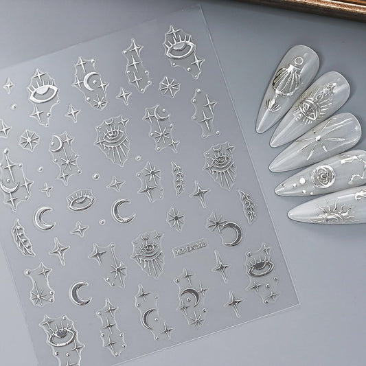 SYPAFG close-up of silver star and moon decal detail showing thin flexible material and precision