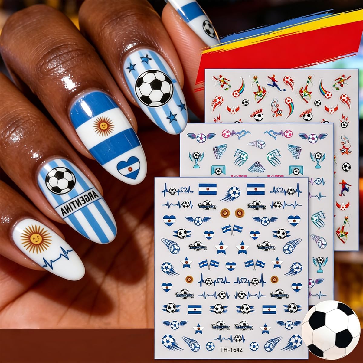 SYPAFG close-up of soccer ball and trophy decals for precise nail accents