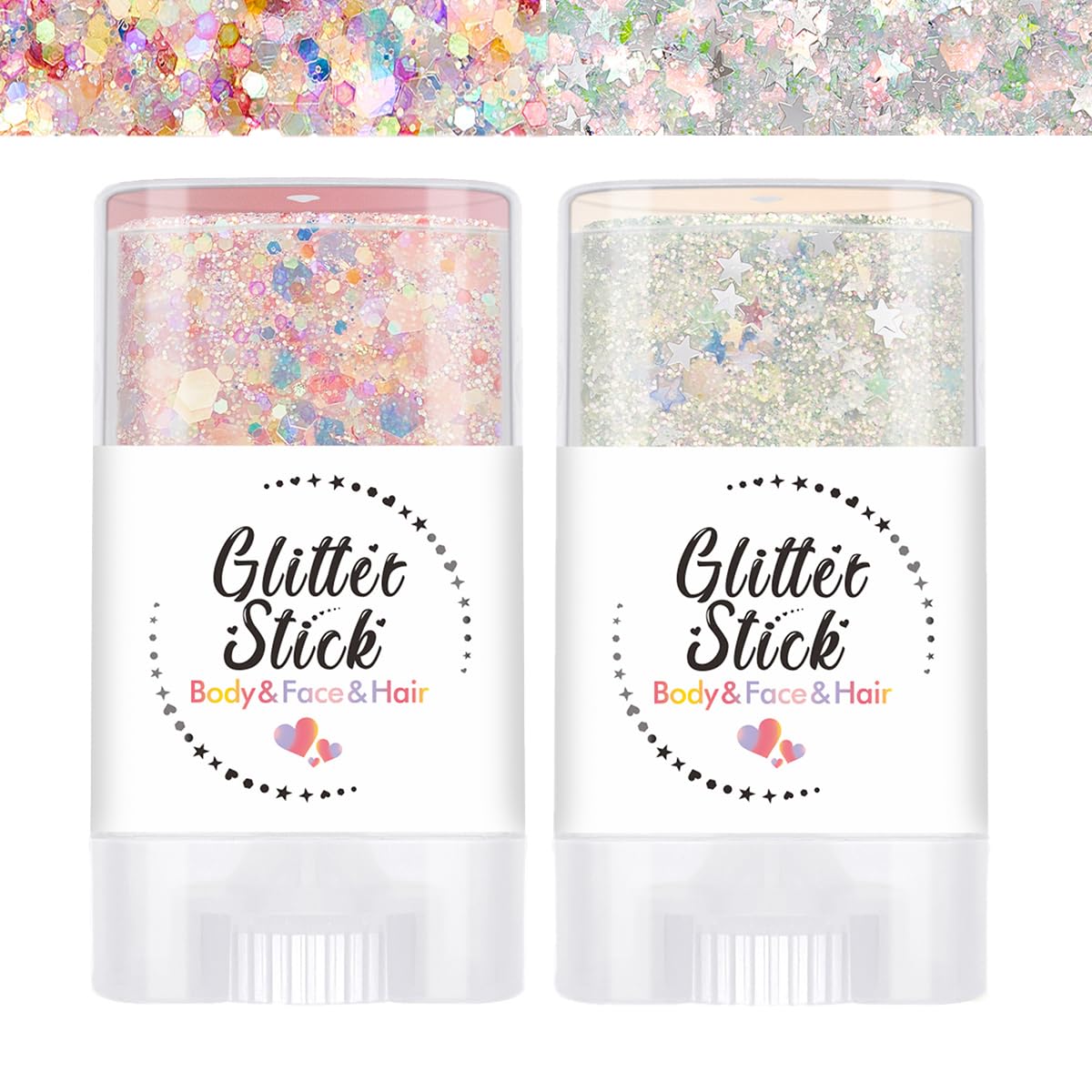 SYPAFG front packaging showing two glitter sticks and clear usage benefit
