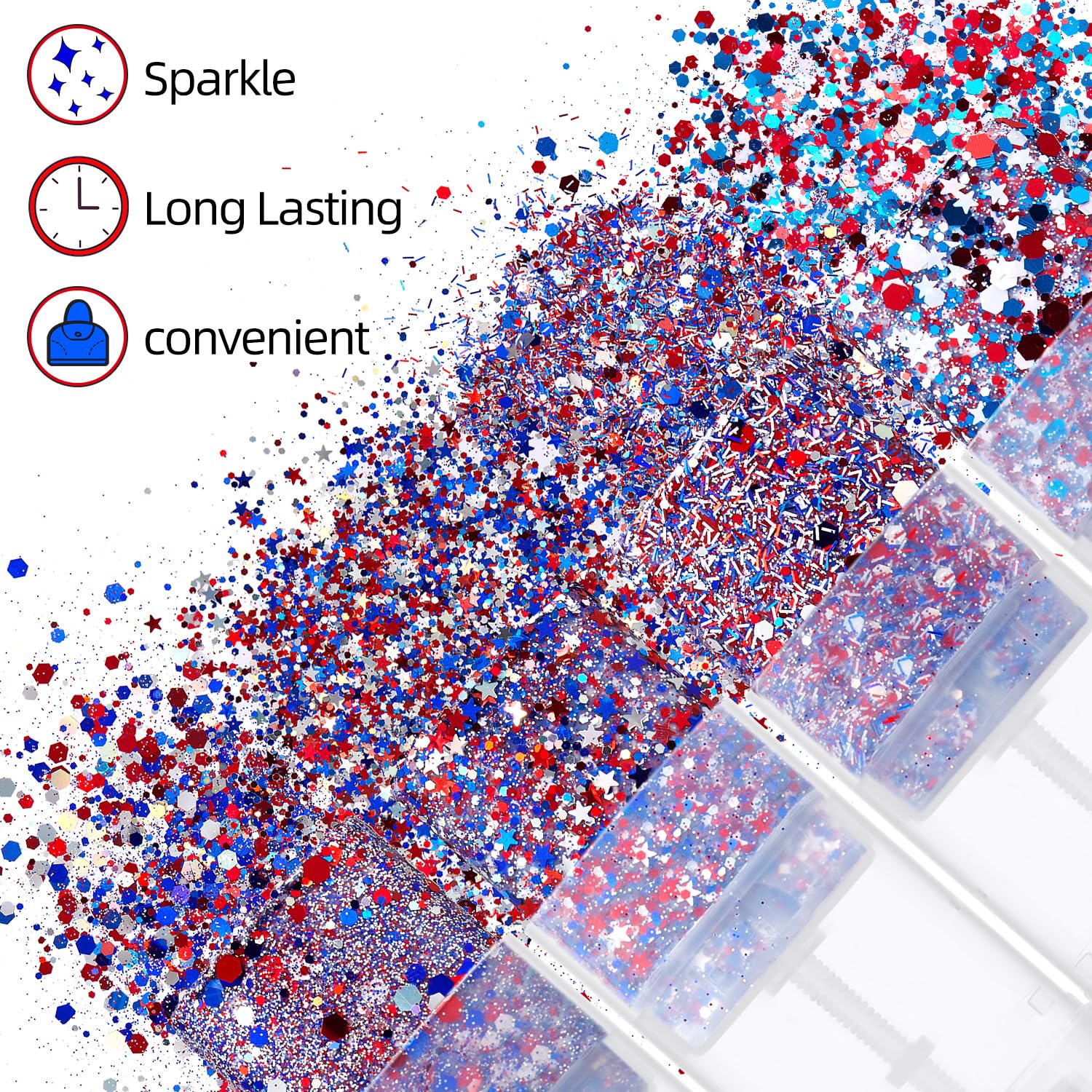 SYPAFG macro of star sequins and chunky glitter for dramatic shine
