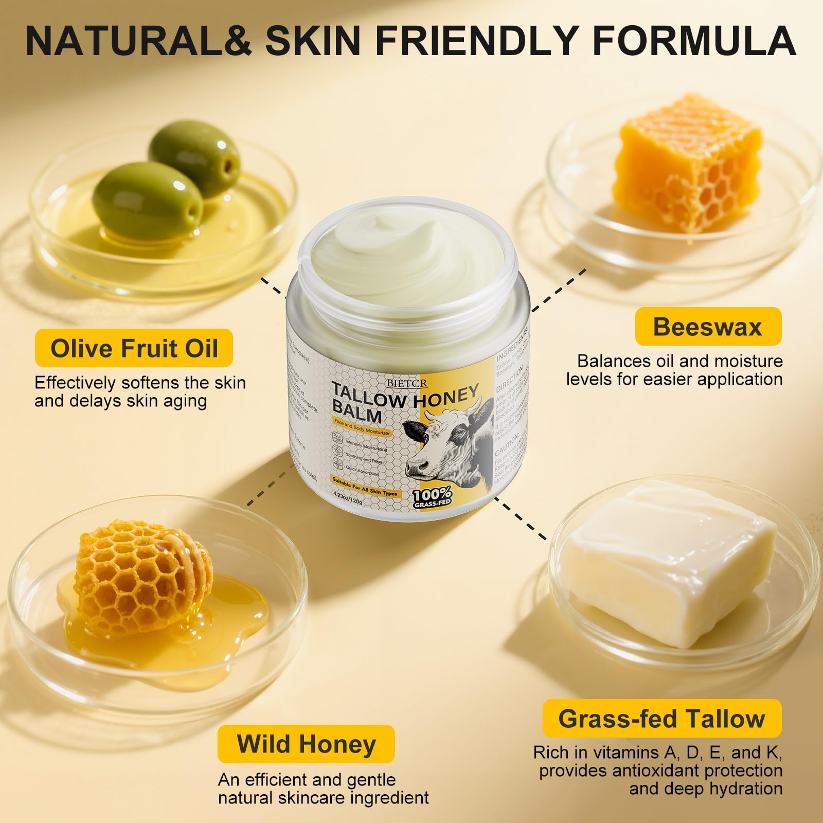 SzHristy open jar top view highlighting natural ingredients and creamy texture